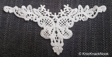 Off White Crochet Leaf Floral Applique, Wedding Sash, Gowns